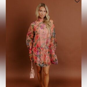 Sweet serenade Floral Organza Mini Dress